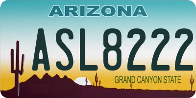 AZ license plate ASL8222