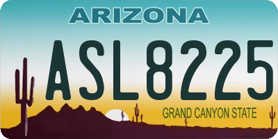 AZ license plate ASL8225