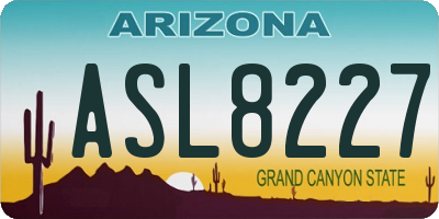 AZ license plate ASL8227