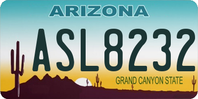 AZ license plate ASL8232