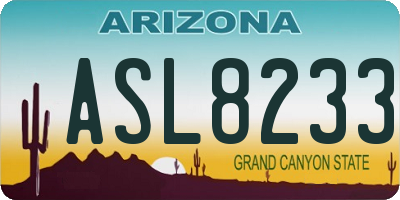AZ license plate ASL8233