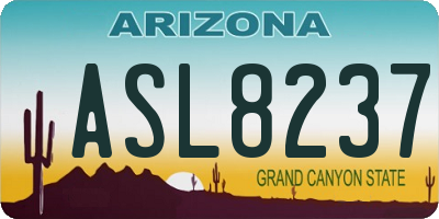 AZ license plate ASL8237