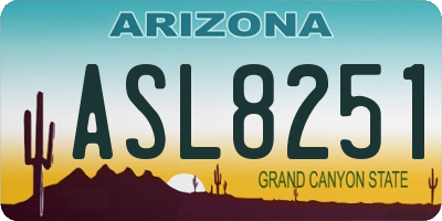 AZ license plate ASL8251