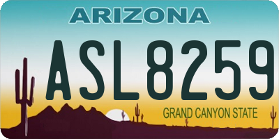 AZ license plate ASL8259