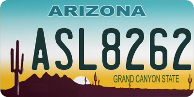 AZ license plate ASL8262