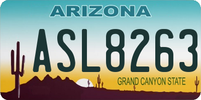 AZ license plate ASL8263