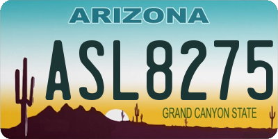 AZ license plate ASL8275