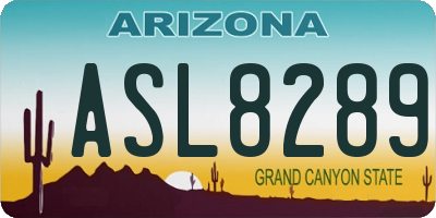 AZ license plate ASL8289