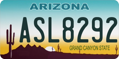 AZ license plate ASL8292