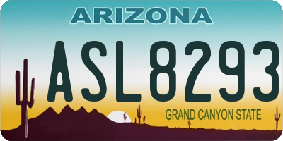 AZ license plate ASL8293