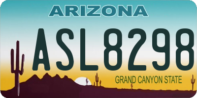 AZ license plate ASL8298