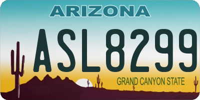 AZ license plate ASL8299