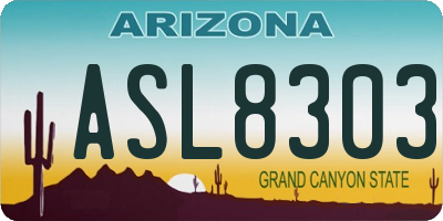 AZ license plate ASL8303