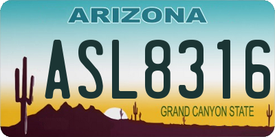 AZ license plate ASL8316