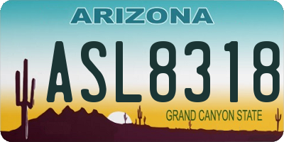 AZ license plate ASL8318