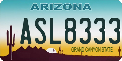 AZ license plate ASL8333