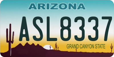 AZ license plate ASL8337