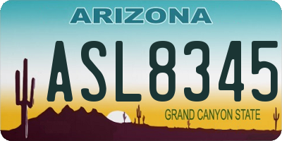 AZ license plate ASL8345