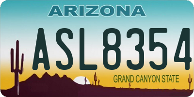 AZ license plate ASL8354