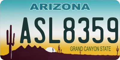 AZ license plate ASL8359