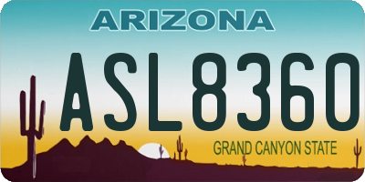AZ license plate ASL8360
