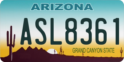 AZ license plate ASL8361