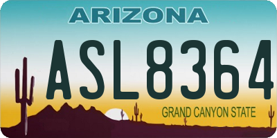 AZ license plate ASL8364