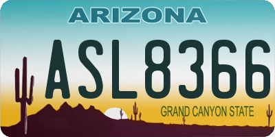 AZ license plate ASL8366