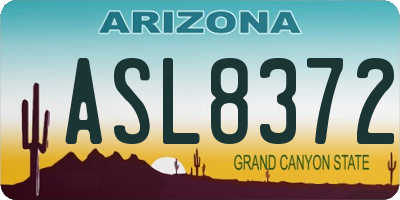 AZ license plate ASL8372
