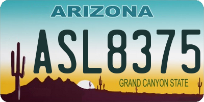 AZ license plate ASL8375