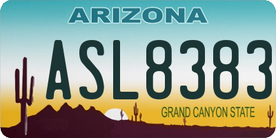 AZ license plate ASL8383
