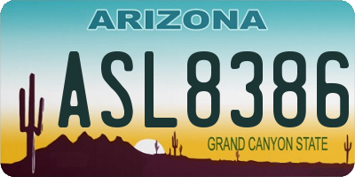AZ license plate ASL8386