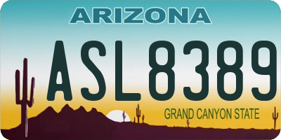 AZ license plate ASL8389