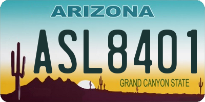 AZ license plate ASL8401
