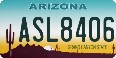 AZ license plate ASL8406