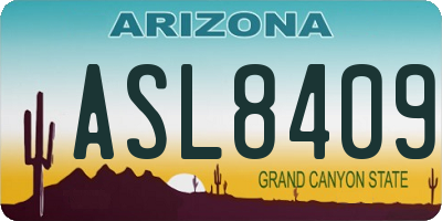 AZ license plate ASL8409