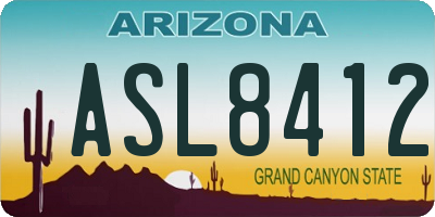 AZ license plate ASL8412