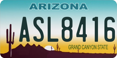 AZ license plate ASL8416