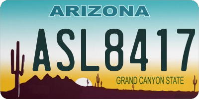 AZ license plate ASL8417