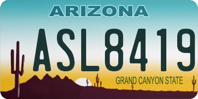 AZ license plate ASL8419