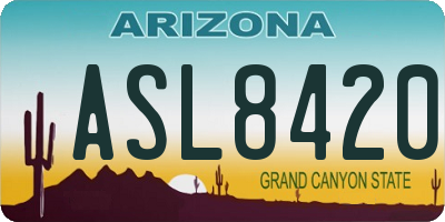 AZ license plate ASL8420