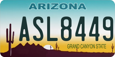 AZ license plate ASL8449
