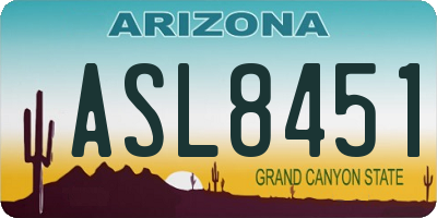 AZ license plate ASL8451