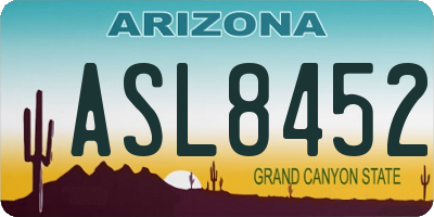 AZ license plate ASL8452
