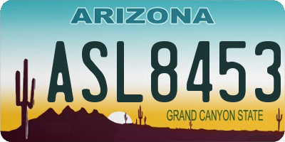 AZ license plate ASL8453
