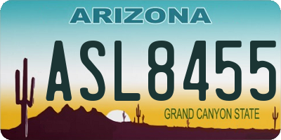 AZ license plate ASL8455