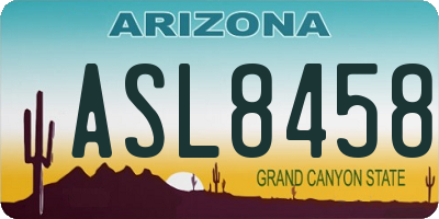 AZ license plate ASL8458