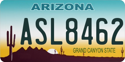 AZ license plate ASL8462