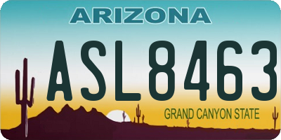 AZ license plate ASL8463