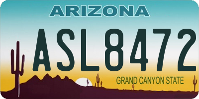 AZ license plate ASL8472
